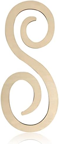 Wooden Monogram Letters for Wall Decor 12 Inch Large Cursive Wood Letters S by Focal20Craft
