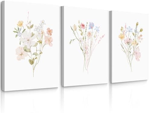 Nursery Wildflower Wall Art Girl Flower Canvas Wall Decor Floral Nursery Art by Unknown