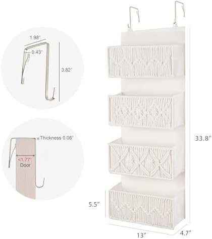 Dahey Over The Door Organizer Macrame Boho Hanging Back of Door Storage - Image 3