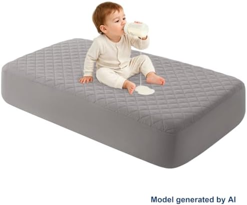 BEDSUM 2-Pack Waterproof Crib Mattress Protector, Smoke Grey - Image 2
