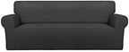 PureFit Stretch Oversized Couch Covers Fleece Sofa Slipcovers Dark Gray by PureFit