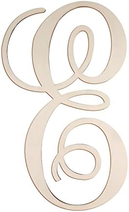 Cursive Wooden Letters E for Wall Decor Large Wood Monogram Letters 14 Inch by Focal20Craft