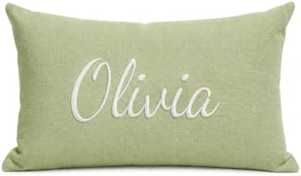 Custom Embroidered Name Pillow，Personalized Decorative Lumbar Throw by JAXVVIQEN
