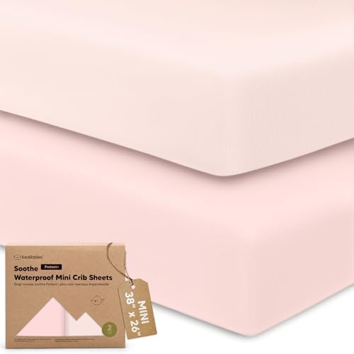 2 Pack and Play Sheets, Waterproof Mini Crib Sheet Fitted 38x26 by KeaBabies
