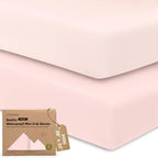 2 Pack and Play Sheets, Waterproof Mini Crib Sheet Fitted 38x26 by KeaBabies
