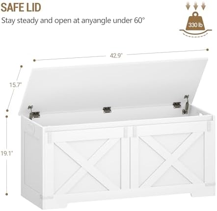 Hzuaneri 43" Modern Farmhouse Storage Chest and Bench | 55 Gal | 330lb Seat - Image 3