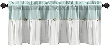 Lush Decor Linen Button Farmhouse Valance Curtians 52"W x 18"L Blue & White - Image 4