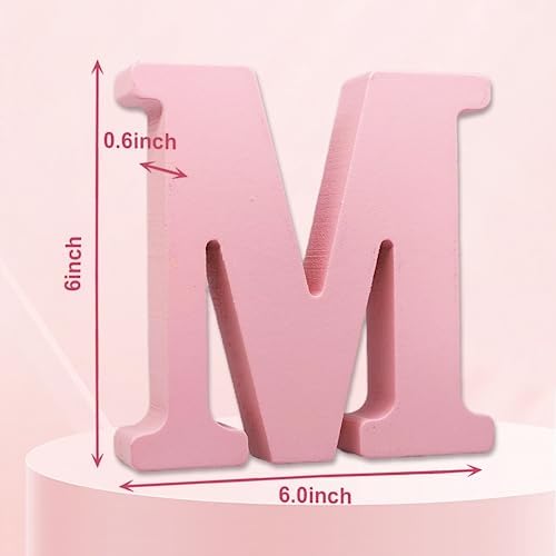 AOCEAN 6 Inch Pink Wood Letters Unfinished Wooden Letters - Image 2