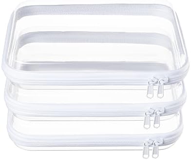 3-Pack Medium Clear Hard Shell Zipper Pouches by WELPIRT