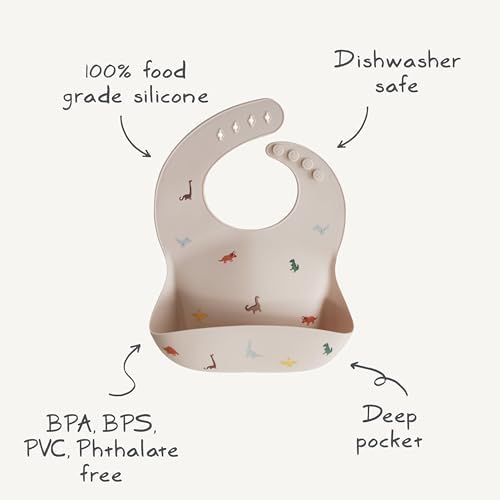 mushie Silicone Baby Bib | Adjustable Fit Waterproof Bibs - Image 6