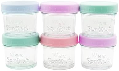 WeeSprout Baby Food Storage Glass Jars w/Lids Pastel Variety, Reusable Small by WeeSprout