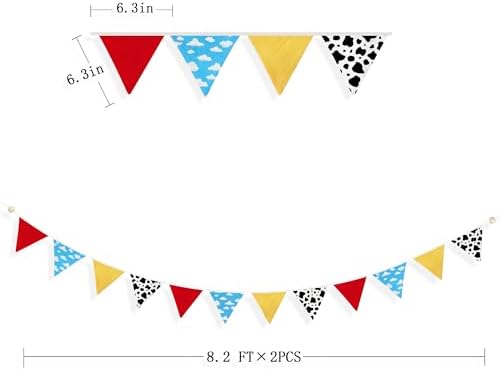2 Sets of Cartoon Story Party Decorations Nursery Garland 24Pcs Red Blue Yellow - Image 2