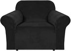 H.VERSAILTEX Stretch Velvet Armchair Cover Couch Covers 1 Cushion Chair by HVERSAILTEX