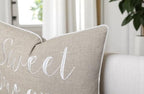 Rudransha Sweet Dreams Embroidered 12x18 Lumbar Pillow Cover, Natural Linen - Image 3