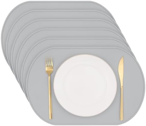 Silicone Placemat Set of 6, Heat Resistant Placemats by yuuzue