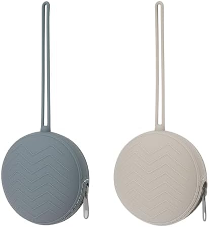 2 Pack Silicone Pacifier Holder Case, Light Grey/Tradewinds by Socub