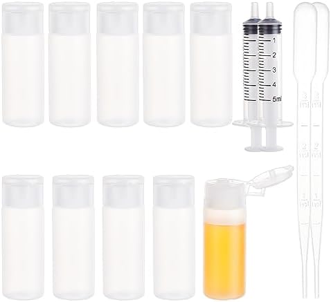 BENECREAT 10 Pack 12ml Small Plastic Flip Cap Sample Bottle Empty Refillable by BENECREAT