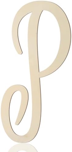 Wooden Letters 12 Inch for Wall Decor Large Cursive Wood Monogram Letters P by Focal20Craft