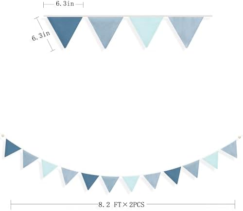 Dusty Blue Party Decorations 2 Strings Dusty Blue Pennant Banner Flags Garland - Image 2