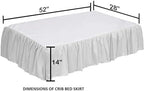 Crib Bed Skirt 28” x 52” with 14” Drop – Split Corners Dust Ruffle, Microfiber - Image 3
