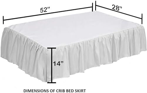 Crib Bed Skirt 28” x 52” with 14” Drop – Split Corners Dust Ruffle, Microfiber - Image 3