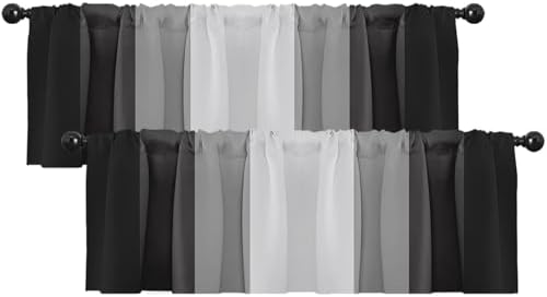 Emvency Valances for Windows, 2 Pack, 52x18 Inch, Geometric Striped by Emvency