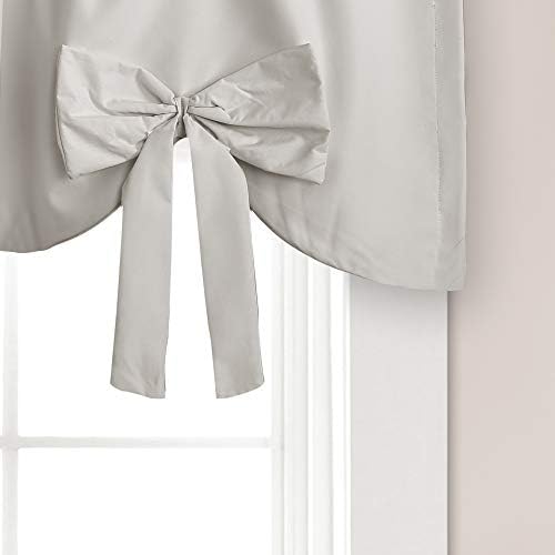 Lush Decor Melody Bow Valance Curtain 52" W x 18" L +3" Light Gray - Image 3