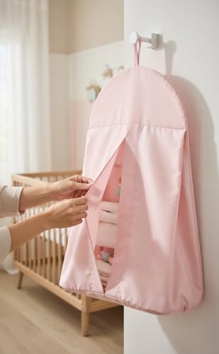 Light Pink Hanging Baby Diaper Caddy Organizer - Image 5