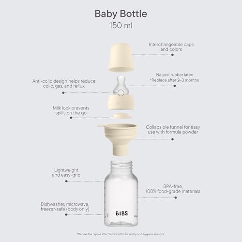 BIBS Plastic Baby Bottle, 150 ml, Silicone Nipple - Image 2