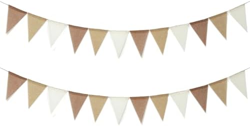Pre-Strung Boho Pennant Banner Flags，Burlap Triangle Flags Bunting Garland by CROWNOS
