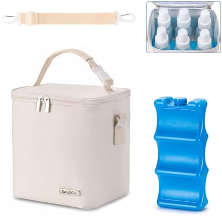 Breastmilk Cooler Bag with Ice Pack Fits 6 Baby Bottles Up to 9 Ounce, Baby by BABEYER