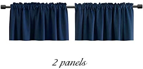 DONREN 18 Inch Long Navy Blue Blackout Curtain Valances - Image 6