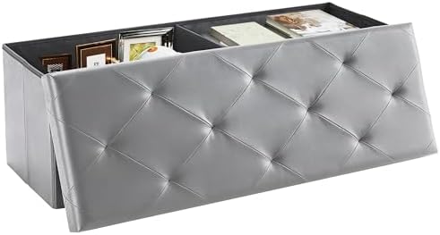 DUMOS 43 Inch Folding Storage Ottoman Bench, Large Ottoman by DumosLifestyle