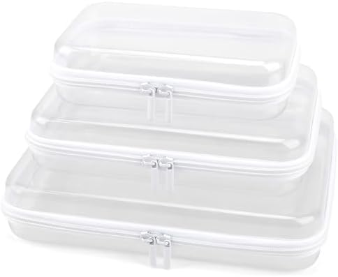 YOPCDJ 3 Pack Clear Hard Shell Zipper Case, Diaper Bag Organizing Pouches by YOPCDJ