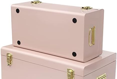 Vixdonos Metal Trunks College Dorm Steel Chests Decorative Storage Box Set of 2 - Image 3