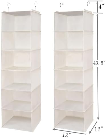 BrilliantJo 6 Shelves Hanging Closet Organizer, 2 Pack Hanging Storage - Image 3