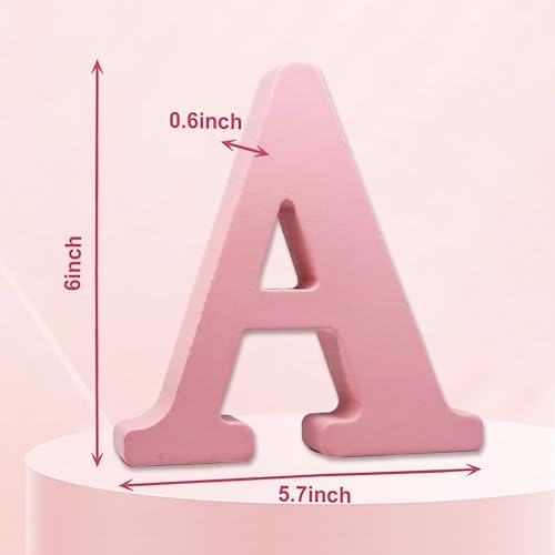 AOCEAN 6 Inch Pink Wood Letters Unfinished Wooden Letters - Image 2