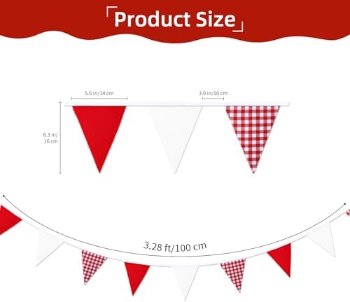 32ft Red White Buffalo Check Pennant Banner - Image 2