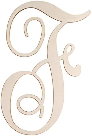 Cursive Wooden Letters F for Wall Decor Large Wood Monogram Letters 14 Inch by Focal20Craft