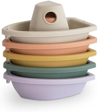 mushie Stackable Bath Boats Floating Toy | Made in Denmark by mushie