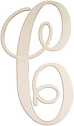 Cursive Wooden Letters C for Wall Decor Large Wood Monogram Letters 14 Inch by Focal20Craft