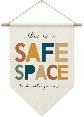 Therapy Office Decor, Safe Space Sign Pennant Hanger Banner by SHIEL-EVEN