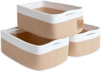 Woven Rope Baskets for Organizing, 3 Pack, 15.5 x 11 x 5.5" Storage Bins by NaturalCozy