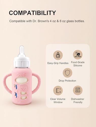 2-Pack Silicone Sleeves for Dr. Brown's Glass Baby Bottles 4 & 8 oz - Image 2