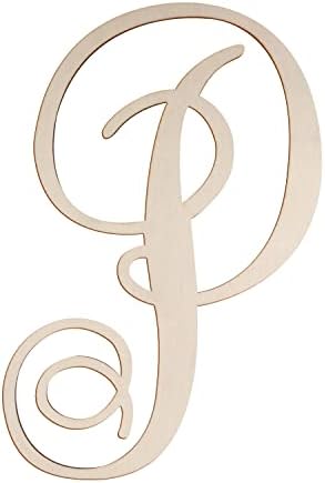 Cursive Wooden Letters P for Wall Decor Large Wood Monogram Letters 14 Inch by Focal20Craft