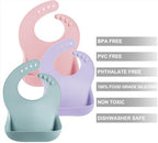 PandaEar Set of 3 Silicone Baby Bibs, Waterproof Soft Adjustable Bibs - Image 2