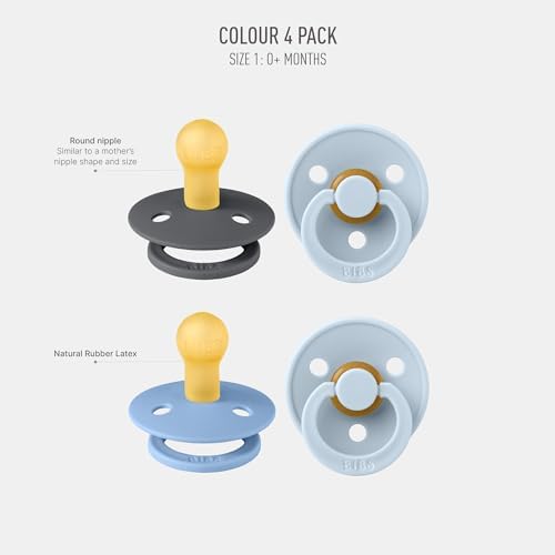 BIBS Pacifiers - Color 4 Pack | Round Nipple Baby Pacifier | BPA Free Natural - Image 2