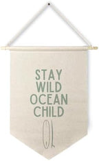 Qpenm Ocean Nursery Decor, Stay Wild Ocean Child Wall Hanging Canvas Banner by ColorfulLifeStartingwithYourCuteTowel