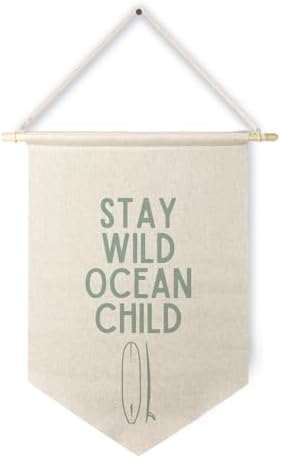 Qpenm Ocean Nursery Decor, Stay Wild Ocean Child Wall Hanging Canvas Banner by ColorfulLifeStartingwithYourCuteTowel