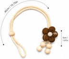 Brown Flower Curtain Tiebacks 2 Pack, Adjustable No-Drill Curtain Ties - Image 2